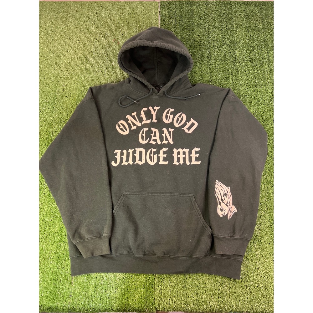 Poison Only God Can Judge Me Hoodie Green Streetwear‎ Praying Hands Graphic XL